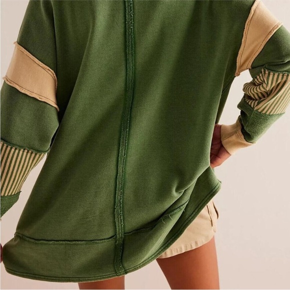 NWOT We The Free Clean Prep Polo Pullover Top S Oversized Striped - Picture 3 of 8